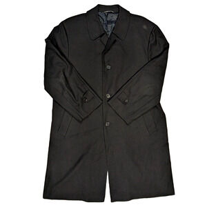 Canali Men’s Overcoat 100% Wool Black Coat Size 56R Made in Italy Luxury Lined